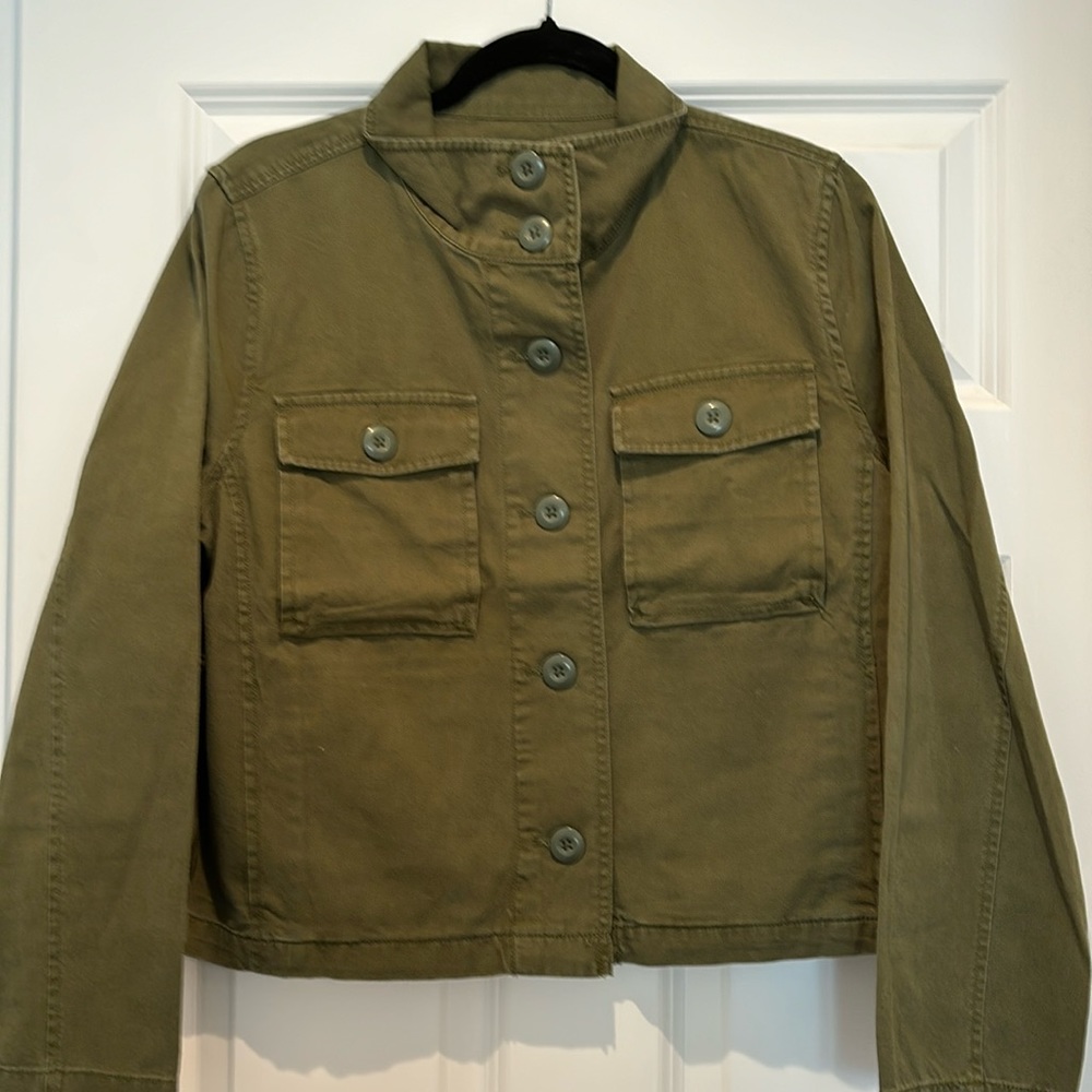 Madewell cropped green jacket